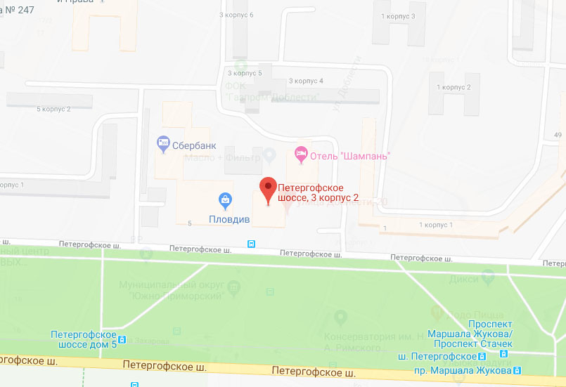 Петергофское шоссе карта спб